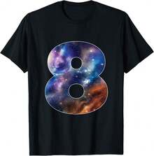 Galaxy 8 Year Old 8th Birthday Space Themed Astronaut Boy T-Shirt<AL Gifts For Dad - Black - View 1