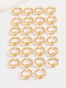 1 pieza Anillo de letra dorada personalizada de moda con diseño de la letra 26 - Amarillo Oro - Ver 3