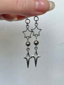 2 pares de Pendientes con diseño de estrella de Polaris | Joyería grunge hipoalergénica Y2K alternativa gótica punki