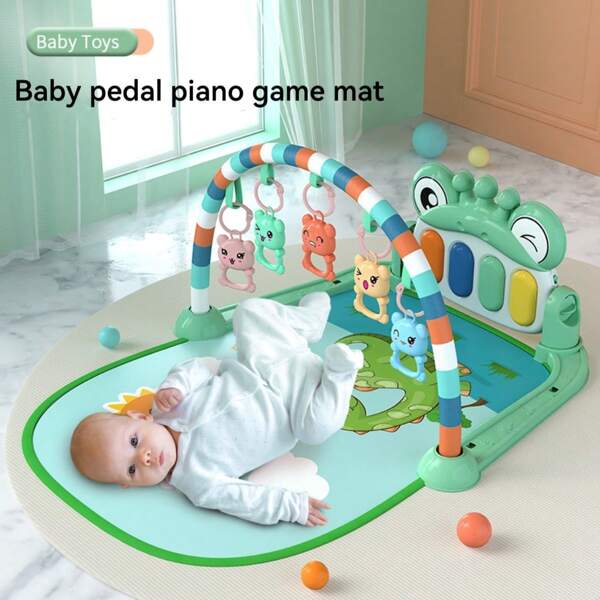 Baby Krabbel-Spielsachen - Baby Spielmatte, Aktivitäts-Pad, Klavier-Matte, Baby Fitness Aktivitäts-Set, neues Design mit leuchtenden Farben, 0-36 Monate Neugeborenen Musik Klavier Krabbelmatte, perfektes Neugeborenen Eid Al-Adha Fest Geschenk (zufällige Farbe des Hängeringes, benötigt 3 AA Batterien)