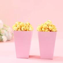 10pcs Solid Color Pink Food Box, Gift Wrapping Supplies, Birthday Babe Shower Wedding Party Room Table Decoration Family Movie Night French Fries Box, Popcorn Cups, Popcorn Buckets Treat Boxes Containers Macaroni Packaging Box