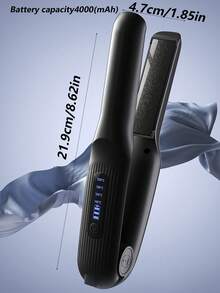 New USB Rechargeable Wireless Hair Straightener, Mini Cordless Flat Iron For Top Of Head Volume & Bangs Styling, 2-In-1 Curling And Straight Hair Tool, Portable Charger - Multicolor - View 3