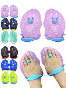 Swimming Paddles, Unisex Adjustable Silicone Strap, Suitable For Swimming, Water Sports And Fitness Training. Swim Paddles - Professional Training And Personal Swimming Paddles, Ergonomic Design With Mesh Paddle Surface., Beach Essentials, Beach Accessories, Pool Float - Multicolor - View 3