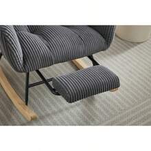 Modern Nursery Rocking Chair, Upholstered Glider Chair With High Backrest, Rocker Accent Armchair With Solid Wood Legs For Nursery Bedroom Living Room DARK GRAY-1877 - Multicolor - View 6