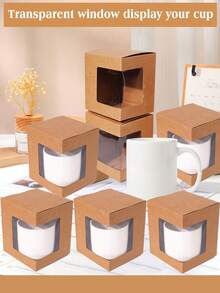 10 件/1 件马克杯礼品盒，用于运输升华马克杯，透明马克杯礼品包装盒，空白 11 盎司、12 盎司、15 盎司礼品盒（棕色/白色/粉色/黑色） - 棕色 - 查看 5