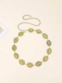 1pc Women's Metal Filigree Western Style Retro Floral Cowgirl Adjustable Fashion Decorative Waist Belt, Suitable For Casual Summer Use, Christmas Gift For Girlfriend Summer, School Fall, Autumn, Halloween - Gold - View 11