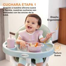 Cuchara de silicon con madera para bebé - Verde - Ver 2