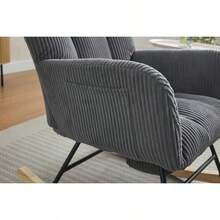 Modern Nursery Rocking Chair, Upholstered Glider Chair With High Backrest, Rocker Accent Armchair With Solid Wood Legs For Nursery Bedroom Living Room DARK GRAY-1877 - Multicolor - View 8