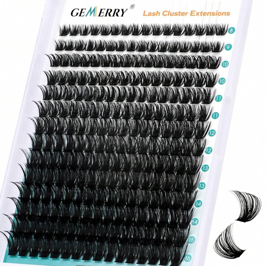 GEMERRY Lash Extension Kit Thick Lash Clusters Kit Fluffy Eyelash Clusters D Curl Eyelash Extension Kit With Lash Bond And Seal, Lash Tweezers, DIY Lash Extension Kit(80P-10-18mm) - 100D - View 1