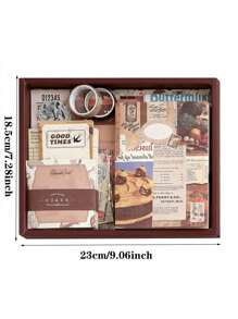 1 set Boîte cadeau de papeterie vintage, Ensemble de papeterie rétro pour filles esthétiques, comprenant un cahier, des autocollants, des notes autocollantes, du papier décoratif et des rubans washi, adapté comme cadeau pour les fêtes, les anniversaires et les remises de diplômes