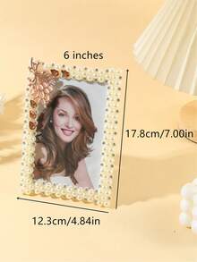 1/2pcs Elegant Faux Pearl Photo Frame, 3"/6"/7"/8"/10" Size, Made Of Gorgeous ABS Plastic Material, Suitable For Room, Bedroom, Office Picture Display Shelf, Home Decor (Random Inner Paper) - Pearl Color - View 14