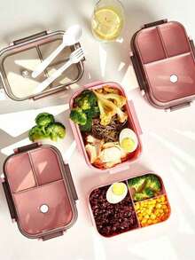 1 件装微波炉双层隔层午餐盒带手柄，男女通用，学生适用，餐具套装，便当盒，微波炉适用，防漏，食品容器（粉色），厨房，圣诞礼物