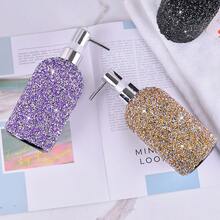 1 Peça Garrafa Dispensadora de Plástico com Bomba Decorada com Strass de 500ml para Gel de Banho, Shampoo, Loção, Garrafa Vazia Recarregável - Multicolorido - Visão 8