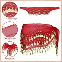 1pc Gold Coin Waist Chain, Beginner Belly Dance Waist Scarf, Shiny Sexy Dance Practice Hip Scarf, BLINGBLING, Suitable For Daily Wear, Nightclub Stage Performance, Street Snap, Festival Party Costume Accessory Summer School