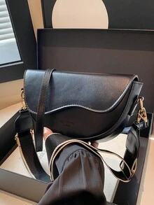 Women's Vintage Shoulder Bag Shaped Bag, Satchel Bag With Wide Strap Saddle Bag, Versatile Handbag
