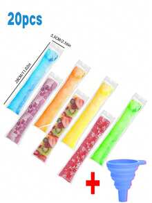 50/100个透明一次性冰棒袋，家用冰棒模具，防漏，耐寒，适用于果汁、苏打水、水果冷冻 - 彩色 - 查看 15