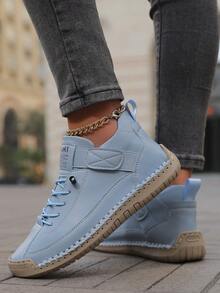 2025 年秋冬女士情侣时尚工作靴，一脚蹬，手工缝制，橡胶防滑鞋底，百搭，适合所有季节 - 淺藍色 - 查看 5