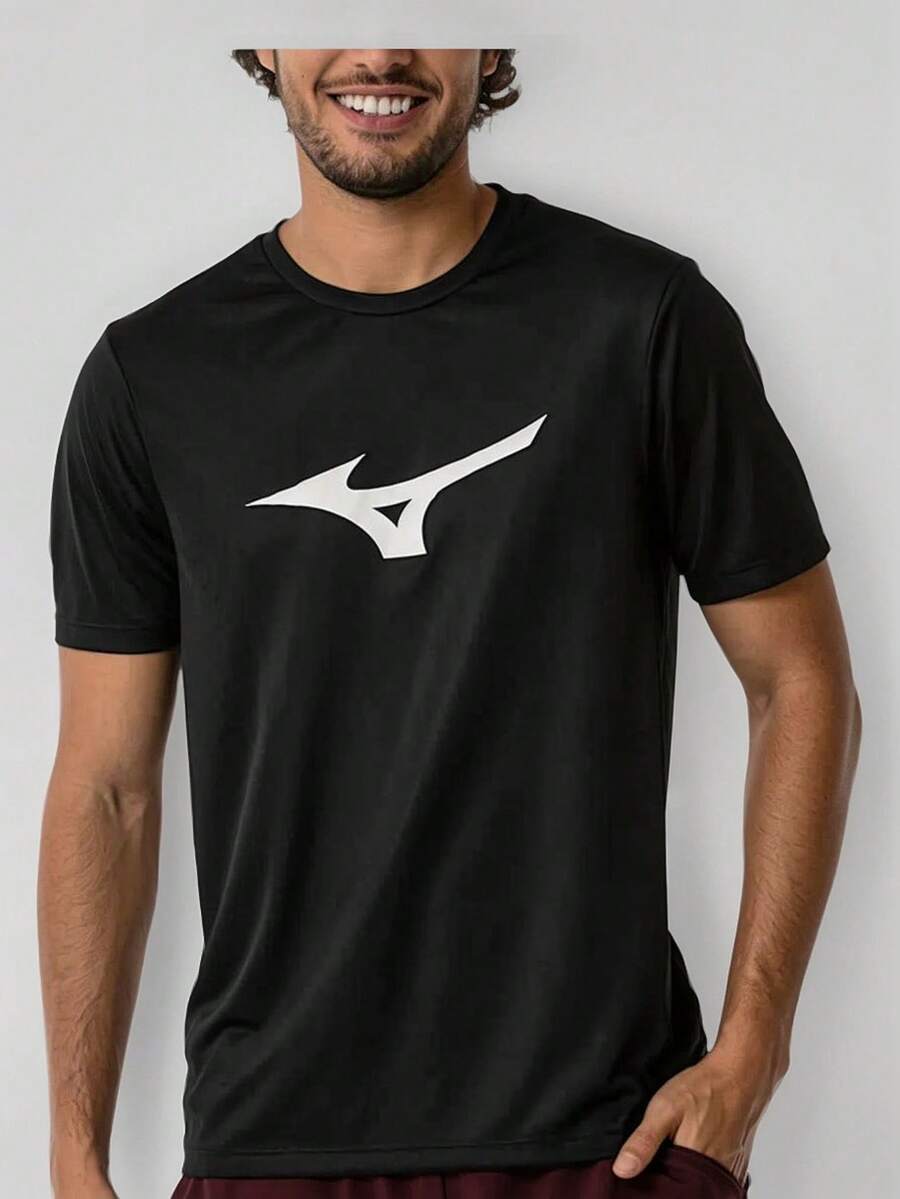 Mizunno Men's Basic Printed T-Shirt - Black - View 1