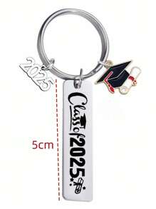 1pc Unisex New 2025 Stainless Steel Keychain, College Style Graduation/Back To School Gift, Student Backpack Accessory Car Accessories Bag Charm Backpack For School