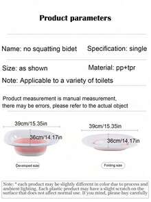1个可折叠便携式坐浴盆，适用于产后妈妈、新妈妈、孕妇，缓解痔疮，清洁会阴，促进产后恢复 | 日常家用浴室配件 | 可重复使用的旅行坐浴盆 | 情人节礼物 | 浴室用品 - 粉色 - 查看 8