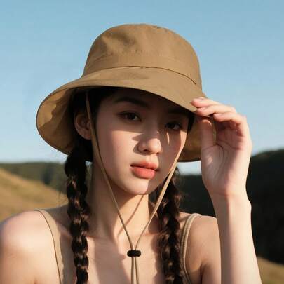 GOLOVEJOY 1 件女士防晒遮阳帽，男女通用百搭渔夫帽，户外露营徒步驾驶防紫外线防水透气大帽檐太阳帽