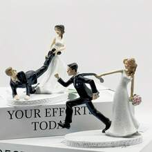 复古法式婚礼小雕像 - 浪漫新娘和新郎树脂雕塑，非常适合婚礼礼物、周年纪念和家居装饰，优雅的黑白设计，适合圣诞节和感恩节