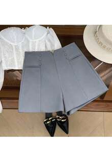 Liuhan Modas Shorts Women Tailoring Casual Versatile Front Pocket Zipper With Buttons Zipper - Grey - View 1