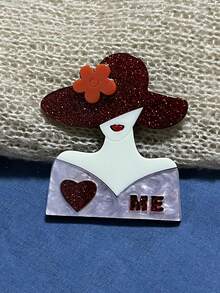 1 件亚克力女孩胸针，手工拼布太阳镜托下巴时尚配饰胸针，适合衣服、包包