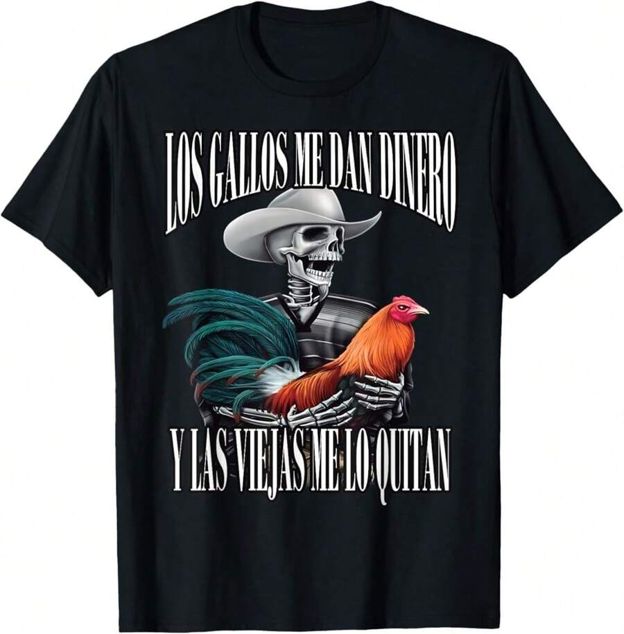 Las gallinas me dan dinero, las mujeres me lo quitan Camiseta - Negro - Ver 1