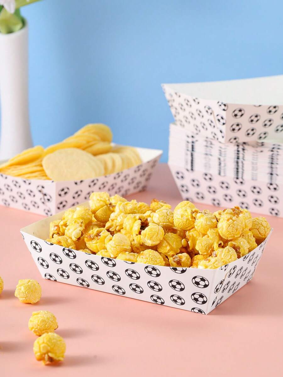 10/24 件足球食品盒、炸薯条盒、爆米花盒、生日派对装饰和电影之夜零食盒，适用于午餐盒、面包店面包、汉堡餐厅 - 彩色 - 查看 1