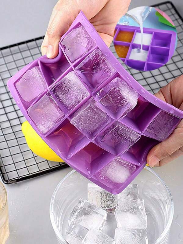 1pc - Ice Cube Mold Silicone, 15 Grid Ice Maker Mold Safe Square Ice Cube Container Flexible Ice Cube Tray Dishwasher Safe Food Container, Food Tray, Portable Ice Box