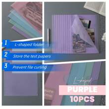 10pcs Heavy Duty L-Shaped Clear A4 Document Folders, Transparent Single Page Protector Sleeves, File Holders For Exams/Papers