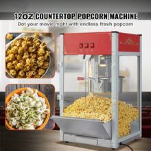 Popcorn Maker, 1440W Popcorn Popper Machine, 12 Oz Kettle Makes 80 Cups Per Batch, Countertop Popcorn Maker With Tempered Glass, 3 Stainless Steel Scoops, Movie Theater Style, Red - US A Type Plug(110-127V) - View 2