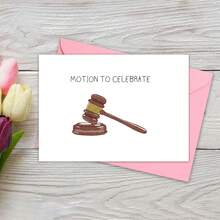 Tarjeta de felicitación con sobre, ceremonia de toma de posesión, abogado, tribunal, juego de palabras, celebración, martillo, regalo perfecto para graduación - Multicolor - Ver 8