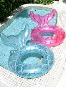 1 件充气游泳圈成人漂浮装置游泳池漂浮水上吊床多功能水上躺椅，粉色/绿色美人鱼尾巴游泳圈，游泳池，游泳池配件，泳池浮圈，游泳池，泳池充气，泳池派对 - 彩色 - 查看 3