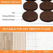 104/300pcs Premium Felt Furniture Pads Set - Non-Slip Heavy Duty Protection Chair Pads For Hardwood And Laminate Floors, Multi-Purpose Self-Adhesive Chair Leg Floor Protectors For Tables, Chairs And Appliances,Noise Reduction Without Scratches,Suitable For Kitchen, Living Room,Cafe(Brown,Beige) - Multicolor - View 2