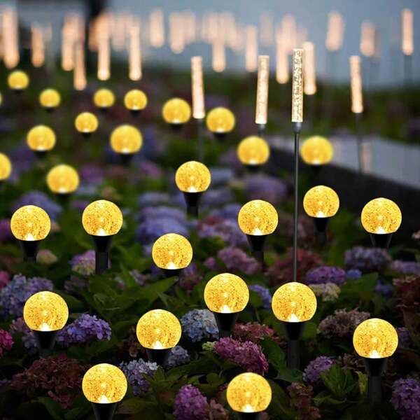 Solar Powered Lights For Outside, Small Globe Bulbs Walkway Ground Lights For Garden Decor, Solar Lights Outdoor For Path, Patio, Landscape, Lawn, Yard, Christmas, Holiday, Party, Wedding Decor