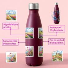 50 pièces Autocollants de paysage aquarelle Autocollants vinyle esthétiques pour scrapbooking, journalisation, ordinateur portable, pare-chocs, skateboard, bouteilles d'eau, ordinateur, téléphone, bande dessinée, casque de protection, voiture, fournitures scolaires, rentrée des classes