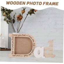 1 Piece Father Photo Frame - Handcrafted Solid Wood With Distressed Finish And Engraved Message Slot, 3.5x3.5 Inch Display Stand - Great For Father's Day Gift, Grandpa Keepsake, Desk Memories, Rustic Home Decor - Wooden Photo Frame - Personalized Family Gift - Vintage Display Accent - Handcrafted Craft - Sentimental Home Decor - Multicolor - View 3