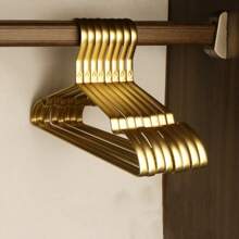 5/10pcsMetal Sturdy Clothes Hanger Golden Aluminum Hanger - Rust-Proof, Fade-Resistant, Clothes HangerGolden Aluminum Hanger - Rust-Proof, Fade-Resistant, Perfect For Coats, Jackets, And Delicate Clothes Aluminum Hanger Rust-Proof Hanger Fade-Resistant Hanger