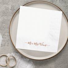 20-500pcs Custom Cocktail Napkins, 9 Designs Of Personalized Monogram Napkins For Birthday, Bachelorette, Bridal Shower, Baptism, Sip & See, Anniversary And Wedding, Suitable For Couple, Lovers, Romantic Decor, Disposable Beverage/Dessert Napkins For Wedding Table Decorations, Christmas Decor - Multicolor - View 2