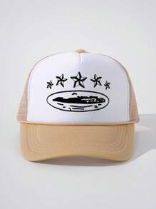 Șapcă de baseball cu 5 colțuri, brodată, cu stea colorată, bloc de culoare, din burete, din frânghie, reglabilă, cu protecție solară pentru exterior, potrivită pentru primăvară, toamnă, călătorii, plajă, vacanță pentru bărbați și femei, stil Y2K