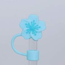 1/2/3/4/5/6/7/8 件卡通花朵吸管杯盖，硅胶吸管盖适合 30 和 40 盎司带手柄玻璃杯，10 毫米可爱吸管尖盖适用于杯子配件