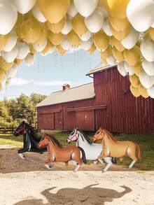 1/4/8 件金属马铝箔气球，白色、黑色、棕色、黄色马形气球，适用于牛仔派对装饰、生日派对、主题派对室内外装饰