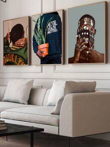 1/3 Panel Modern Black Art Canvas Oil Painting Poster, Retro Botanical Decor Oil Painting, Black Art Poster, Canvas Print Poster, Black Wall Art Poster, Bedroom Wall Art, Living Room Wall Decor, Dining Room Decor, Kitchen Decor, Study, Hallway, Dorm Decor, Ideal Gift For Friends, Wall Art, Wall Decor, Home Decor, Room Decor Canvas Painting, Poster, Frame Optional, Framed Wall Art - Multicolor - View 6