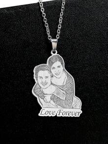 Personalized Family Portrait Keychain Pet Portrait Personalized Pet Keychain Heart Pendant Mom Keychain Necklace Set Unique Gift - Silver - View 8