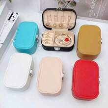 1pc Sewn Detail Jewelry Storage Box, Simple & Sturdy Portable Jewelry Box, Necklace, Ring, Jewelry Organizer Box, Jewelry Box, Watches, Perfect Gift For Valentine's Day, Mother's Day