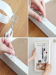 1 rollo de cinta adhesiva de doble cara de uso múltiple, cinta adhesiva transparente y fuerte, cinta de sellado de goma, lavable y reutilizable para carteles transparentes, imágenes, tiras para colgar cuadros en el hogar y la oficina, decoraciones navideñas, manualidades y reparaciones del hogar de vuelta al colegio