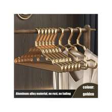 5/10pcsMetal Sturdy Clothes Hanger Golden Aluminum Hanger - Rust-Proof, Fade-Resistant, Clothes HangerGolden Aluminum Hanger - Rust-Proof, Fade-Resistant, Perfect For Coats, Jackets, And Delicate Clothes Aluminum Hanger Rust-Proof Hanger Fade-Resistant Hanger