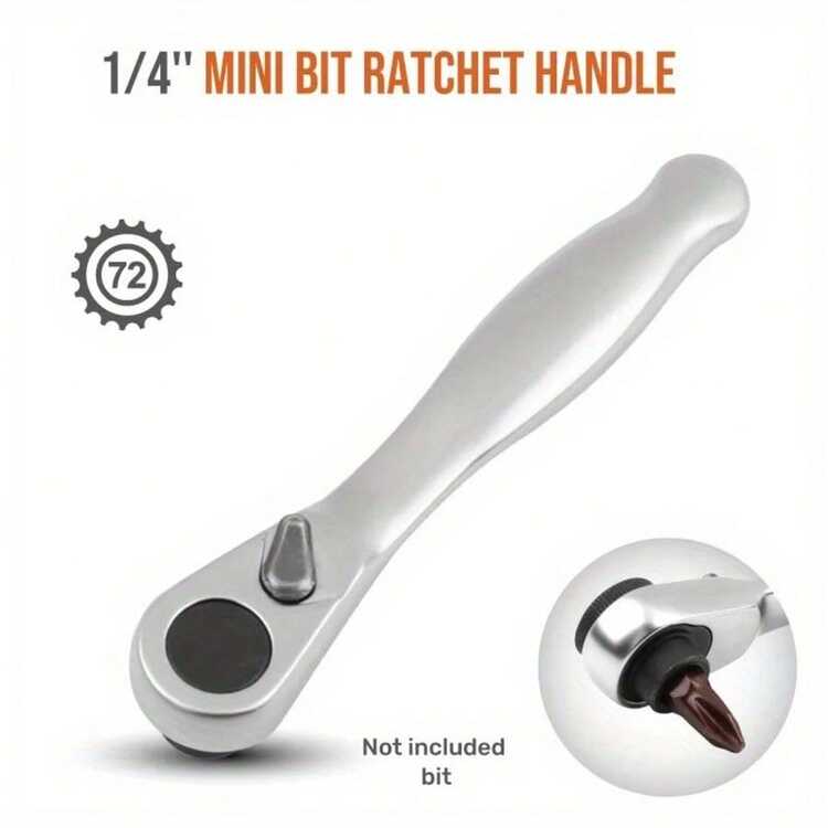 Mini juego 3 en 1 de 1/4 pulgada de llave de trinquete con llave de trinquete de doble cabezal de liberación rápida, destornillador y llave dinamométrica hexagonal - Talla única - Añade 7